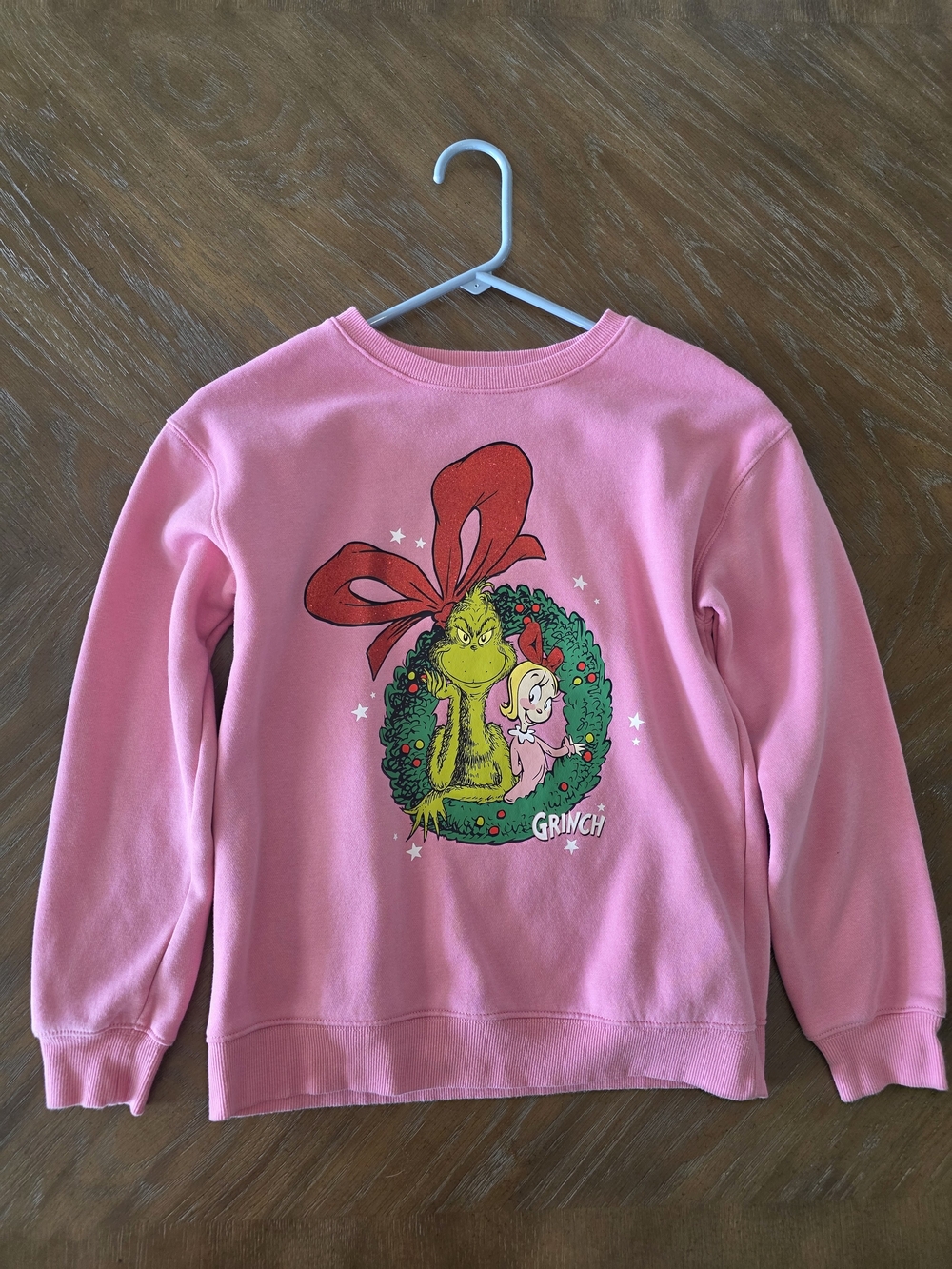 Pink Grinch Wreath Graphic Sweatshirt